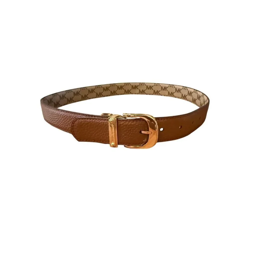 Michael Kors Signature Reversible Belt with Gold Toned Buckle